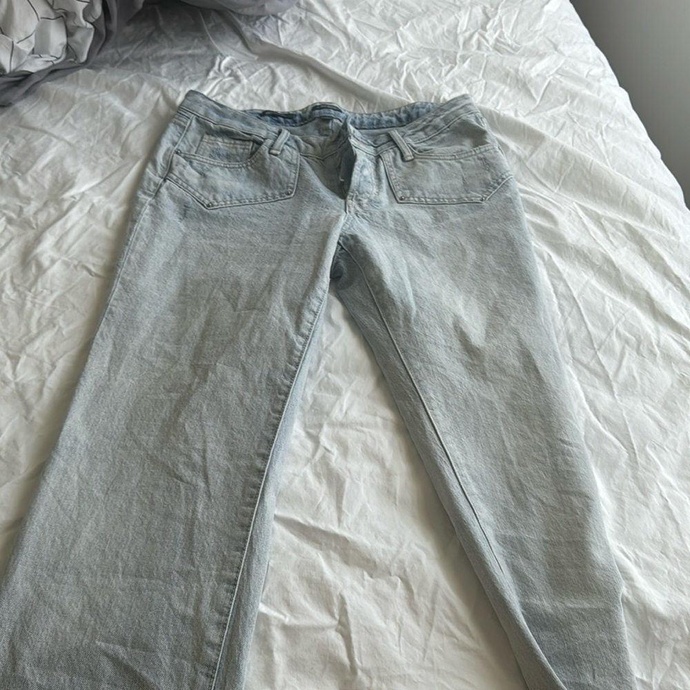 light washed low rise jeans